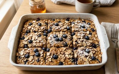 Baked Blueberry Almond Protein Oats