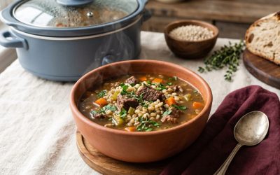 Easy Slow Cooker Beef Barley Soup